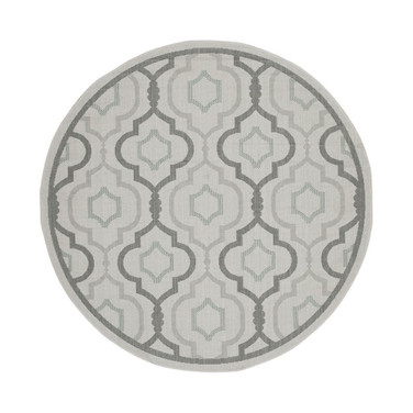 Courtyard Light Gray and Anthracite 7'10" x 7'10" Sisal Weave Round Outdoor Area Rug