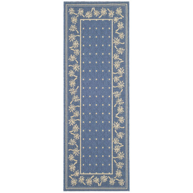 Courtyard Blue and Ivory 2'3" x 6'7" Runner Outdoor Area Rug