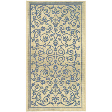 Courtyard Natural and Blue Outdoor Area Rug Collection