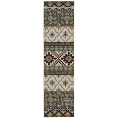 Veranda Creme and Brown 2'3" x 8' Runner Outdoor Area Rug