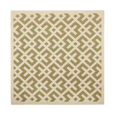 Courtyard Green and Bone 6'7" x 6'7" Square Outdoor Area Rug