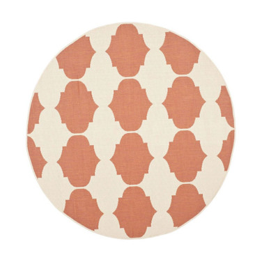 Courtyard Beige and Terracotta 5'3" x 5'3" Round Outdoor Area Rug