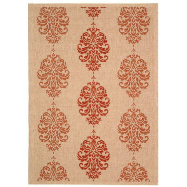 Courtyard Natural and Red 2'3" x 12' Runner Outdoor Area Rug