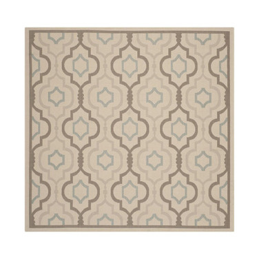 Courtyard Beige and Dark Beige 6'7" x 6'7" Square Outdoor Area Rug