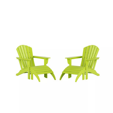 Adirondack Chair with Footrest Ottoman Set (Set of 2)