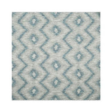 Courtyard Gray and Blue 6'7" x 6'7" Square Outdoor Area Rug