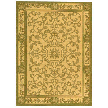 Courtyard Natural and Olive 5'3" x 5'3" Round Outdoor Area Rug