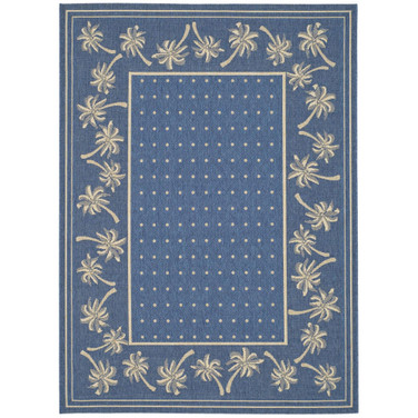 Courtyard Blue and Ivory 5'3" x 7'7" Outdoor Area Rug