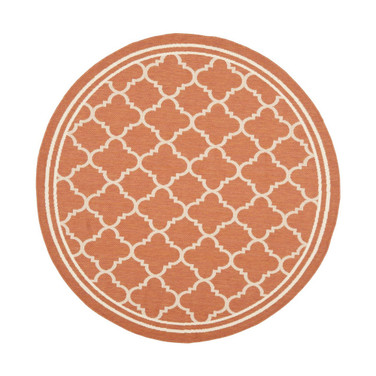 Courtyard Terracotta and Bone 4' x 4' Sisal Weave Round Outdoor Area Rug