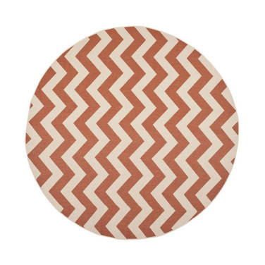 Courtyard Terracotta and Beige 7'10" x 7'10" Round Outdoor Area Rug