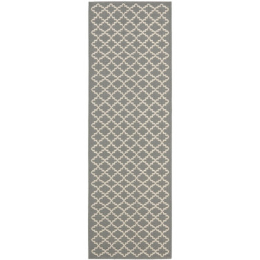 Courtyard Anthracite and Beige 2'3" x 20' Sisal Weave Runner Outdoor Area Rug