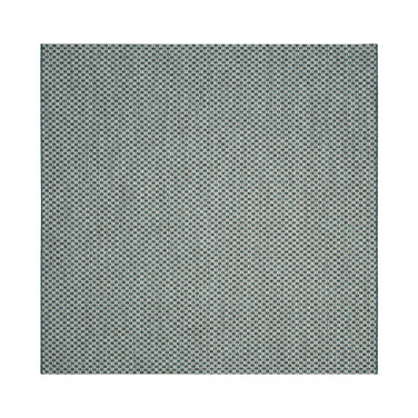 Courtyard Turquoise and Light Gray 6'7" x 6'7" Sisal Weave Square Outdoor Area Rug