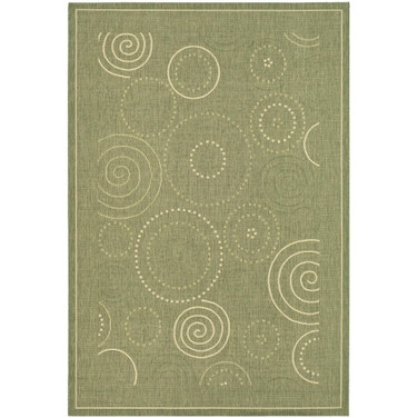 Courtyard Olive and Natural 2'3" x 6'7" Sisal Weave Runner Outdoor Area Rug