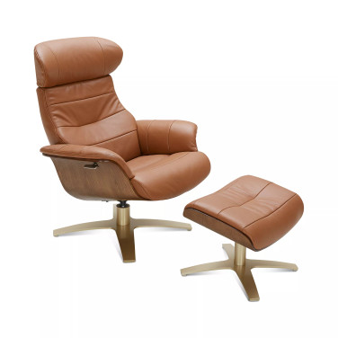 Annaldo Leather Swivel Chair & Ottoman 2-Pc. Set