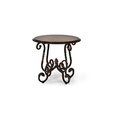 Crowley 26" Round Wood and Metal Tuscan Style End Table