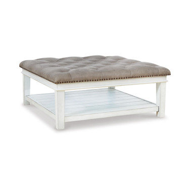 18.5" Wood Upholstered Ottoman Coffee Table