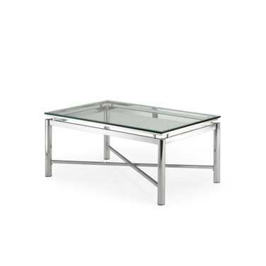 Nova 48" Glass and Chrome Cocktail Table