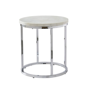 Echo 22" Round Marble and Chrome End Table