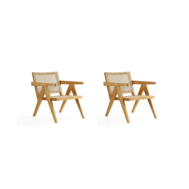 Hamlet 2-Piece Ash Wood and Natural Cane Sturdy Accent Chair