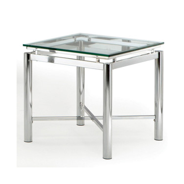 Nova 24" Glass and Chrome End Table
