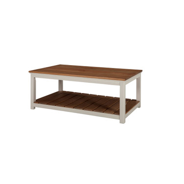 Savannah 45" W Coffee Table, Ivory with Natural Wood Top