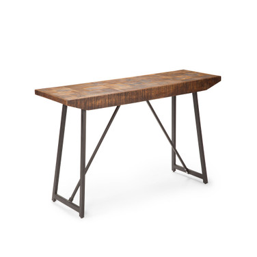 Walden 48" Solid Mango and Iron Parquet Sofa Table