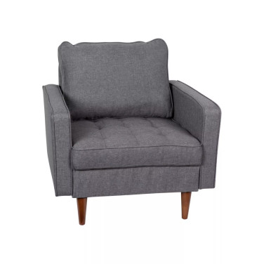 Garibaldi Mid-Century Modern Armchair With Tufted Upholstery & Solid Wood Legs