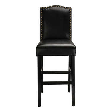 Set of Two 45" H Leatherette Barchair with Studded Decoration and Solid Rubberwood Legs