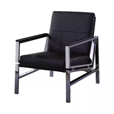 Fifth Avenue Faux Leather and Stainless Steel Accent Chair