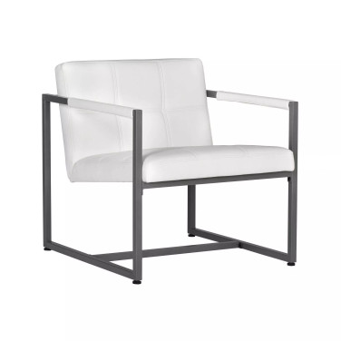 Camber Mid-Century Modern Small Living Room Accent Chair Blended Leather and Metal Frame