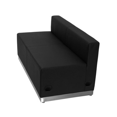Modular Reception Loveseat With Brushed Stainless Steel Base Chair