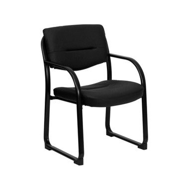 Leather Executive Side Reception Chair With Sled Base