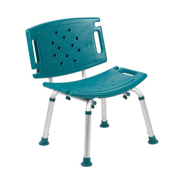 Tool-Free and Quick Assembly, 300 Lb. Capacity, Adjustable Teal Bath & Shower Chair with Extra Large Back
