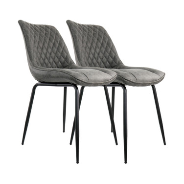 2 Piece Vintage Faux Leather Tufted Chair in Gray