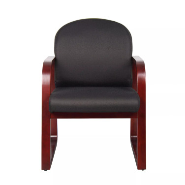 Mahogany Wood Mid-Back Guest Chair W/ Sled Base