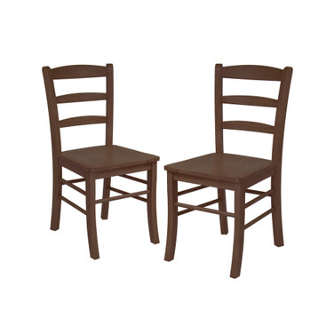 Set Of 2 Solid wood Ladder Back Chair, RTA, Antique Walnut