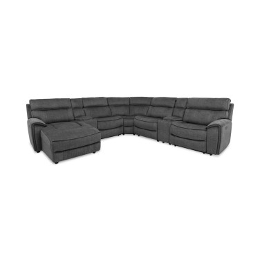 Hutchenson 7-Pc. Fabric Chaise Sectional with 3 Power Recliners and 2 Consoles