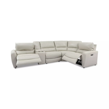 Danvors 5-Pc. Leather Sectional Sofa with 2 Power Recliners, Power Headrests, and Console