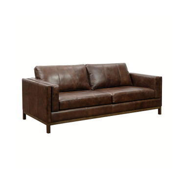 Drake Genuine Leather Sofa with Wooden Base