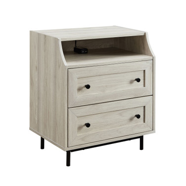 Curved Open Top 2 Drawer End Table with USB