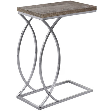 Chrome Metal Edgeside Accent Table in Dark Taupe