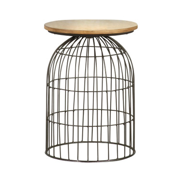 Round Accent Table with Bird Cage Base