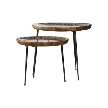 2 Piece Round Nesting Table with Tripod Tapered Legs