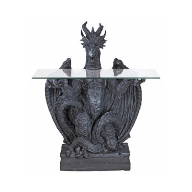 the Subservient Dragon Glass-Topped Sculptural Table