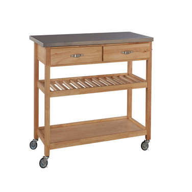 Natural Designer Utility Cart with Stainless Steel Top