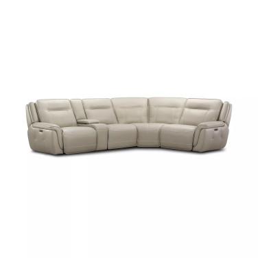 Lenardo 5-Pc. Leather Sectional with 2 Power Motion Recliners and Console