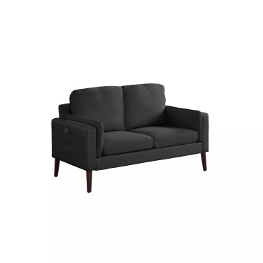 35" Wood, Steel, Foam and Polyester Nate with Power and USB Ports Loveseat