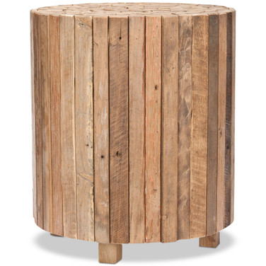Richmond Rustic Wood Block Round End Table