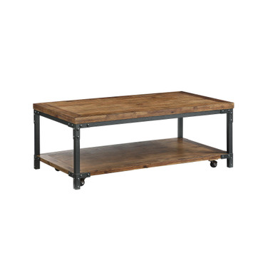 Lantana 48" Wood Finish Cocktail Table with Casters