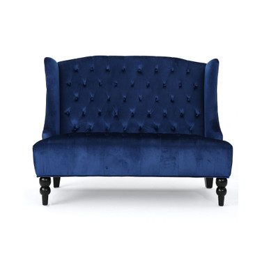 Leora Modern Glam Tufted Wingback Loveseat